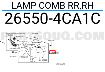 Nissan 265504CA1C LAMP COMB RR,RH