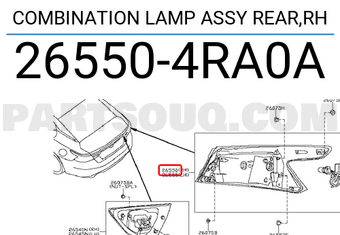 Nissan 265504RA0A COMBINATION LAMP ASSY REAR,RH