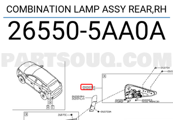Nissan 265505AA0A COMBINATION LAMP ASSY REAR,RH