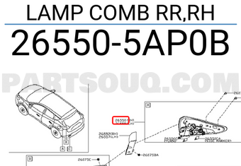 Nissan 265505AP0B LAMP COMB RR,RH