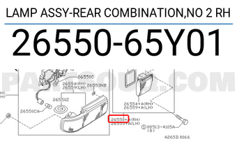 Nissan 2655065Y01 LAMP ASSY-REAR COMBINATION,NO 2 RH