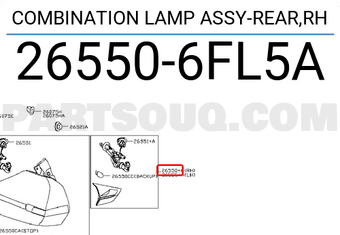 Nissan 265506FL5A COMBINATION LAMP ASSY-REAR,RH