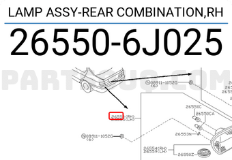 Nissan 265506J025 LAMP ASSY-REAR COMBINATION,RH