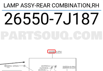 Nissan 265507J187 LAMP ASSY-REAR COMBINATION,RH