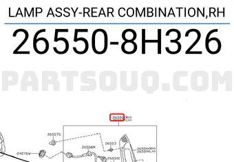 Nissan 265508H326 LAMP ASSY-REAR COMBINATION,RH