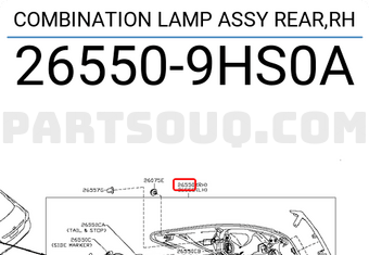 Nissan 265509HS0A COMBINATION LAMP ASSY REAR,RH