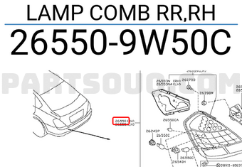 Nissan 265509W50C LAMP COMB RR,RH