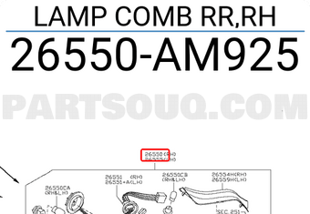 Nissan 26550AM925 LAMP COMB RR,RH