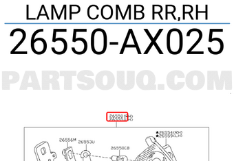 Nissan 26550AX025 LAMP COMB RR,RH