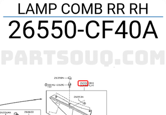 Nissan 26550CF40A LAMP COMB RR RH
