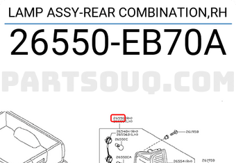 Nissan 26550EB70A LAMP ASSY-REAR COMBINATION,RH
