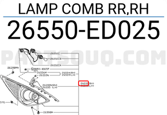 Nissan 26550ED025 LAMP COMB RR,RH