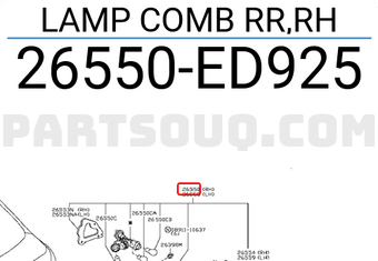 Nissan 26550ED925 LAMP COMB RR,RH