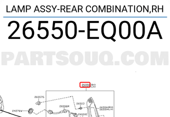 Nissan 26550EQ00A LAMP ASSY-REAR COMBINATION,RH