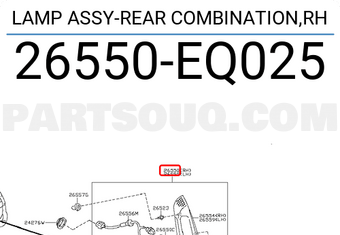 Nissan 26550EQ025 LAMP ASSY-REAR COMBINATION,RH