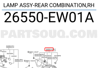 Nissan 26550EW01A LAMP ASSY-REAR COMBINATION,RH