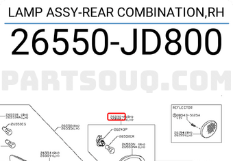 Nissan 26550JD800 LAMP ASSY-REAR COMBINATION,RH