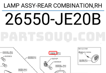 Nissan 26550JE20B LAMP ASSY-REAR COMBINATION,RH