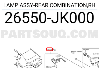 Nissan 26550JK000 LAMP ASSY-REAR COMBINATION,RH
