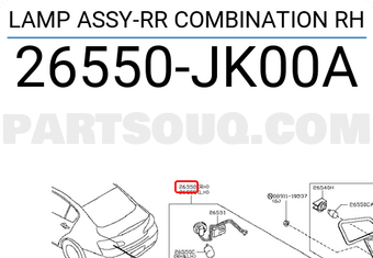 Nissan 26550JK00A LAMP ASSY-RR COMBINATION RH