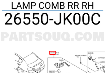 Nissan 26550JK00C LAMP COMB RR RH