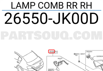 Nissan 26550JK00D LAMP COMB RR RH