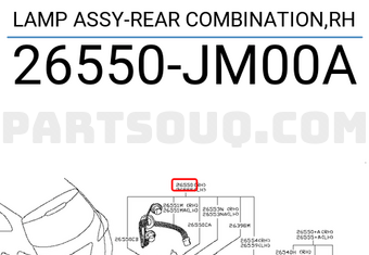 Nissan 26550JM00A LAMP ASSY-REAR COMBINATION,RH