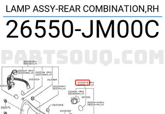 Nissan 26550JM00C LAMP ASSY-REAR COMBINATION,RH