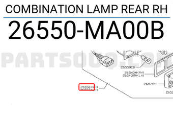 Nissan 26550MA00B COMBINATION LAMP REAR RH