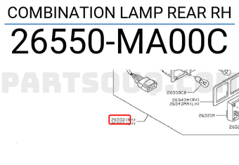 Nissan 26550MA00C COMBINATION LAMP REAR RH