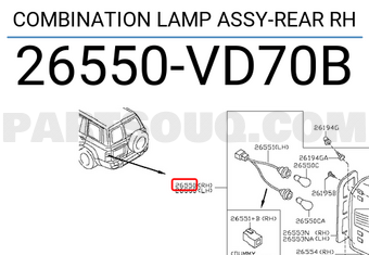 Nissan 26550VD70B COMBINATION LAMP ASSY-REAR RH