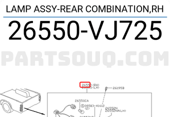 Nissan 26550VJ725 LAMP ASSY-REAR COMBINATION,RH