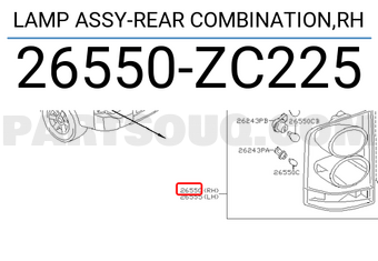 Nissan 26550ZC225 LAMP ASSY-REAR COMBINATION,RH
