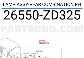 Nissan 26550ZD325 LAMP ASSY-REAR COMBINATION,RH