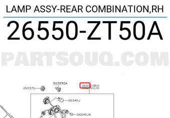 Nissan 26550ZT50A LAMP ASSY-REAR COMBINATION,RH