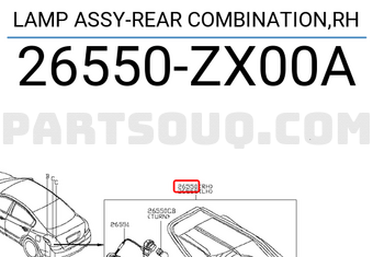 Nissan 26550ZX00A LAMP ASSY-REAR COMBINATION,RH