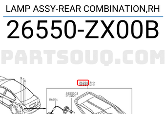 Nissan 26550ZX00B LAMP ASSY-REAR COMBINATION,RH