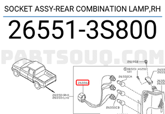 Nissan 265513S800 SOCKET ASSY-REAR COMBINATION LAMP,RH