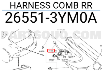 Nissan 265513YM0A HARNESS COMB RR