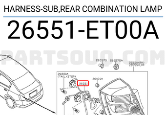 Nissan 26551ET00A HARNESS-SUB,REAR COMBINATION LAMP