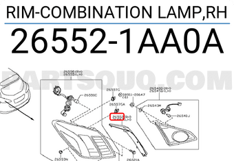 Nissan 265521AA0A RIM-COMBINATION LAMP,RH
