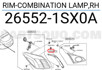 Nissan 265521SX0A RIM-COMBINATION LAMP,RH