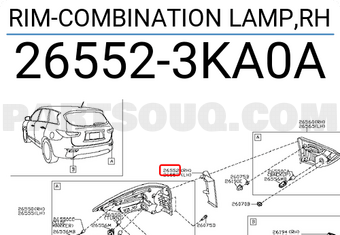 Nissan 265523KA0A RIM-COMBINATION LAMP,RH