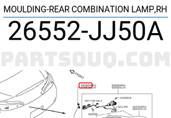 Nissan 26552JJ50A MOULDING-REAR COMBINATION LAMP,RH
