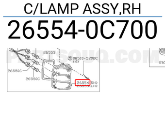 Nissan 265540C700 C/LAMP ASSY,RH