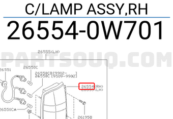 Nissan 265540W701 C/LAMP ASSY,RH