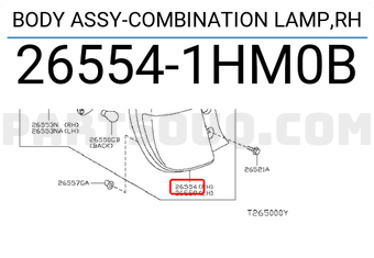 Nissan 265541HM0B BODY ASSY-COMBINATION LAMP,RH