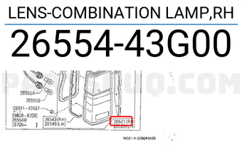Nissan 2655443G00 LENS-COMBINATION LAMP,RH