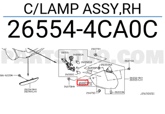 Nissan 265544CA0C C/LAMP ASSY,RH