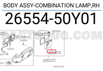 Nissan 2655450Y01 BODY ASSY-COMBINATION LAMP,RH